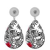 10 styles Flower  pattern  Acrylic Painted Water Drop earrings fit 20MM Snaps button jewelry wholesale