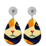 10 styles Cat MOM Acrylic Painted Water Drop earrings fit 20MM Snaps button jewelry wholesale