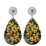 10 styles Flower pattern  Acrylic Painted Water Drop earrings fit 20MM Snaps button jewelry wholesale