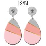 10 styles Pink Geometric pattern  Acrylic Painted Water Drop earrings fit 12MM Snaps button jewelry wholesale