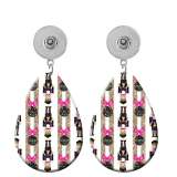 10 styles Flowe happy easter  Acrylic Painted Water Drop earrings fit 20MM Snaps button jewelry wholesale