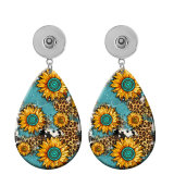 10 styles cactus Sunflower patterns  Acrylic Painted Water Drop earrings fit 20MM Snaps button jewelry wholesale