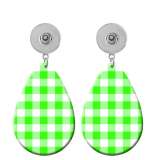 10 styles Checkered pattern  Acrylic Painted Water Drop earrings fit 20MM Snaps button jewelry wholesale