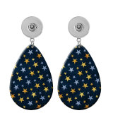 10 styles Black and white  Checkered pattern  Acrylic Painted Water Drop earrings fit 20MM Snaps button jewelry wholesale