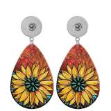 10 styles color  Flower  Acrylic Painted Water Drop earrings fit 20MM Snaps button jewelry wholesale