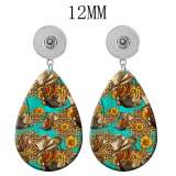 10 styles Western Cowboy Horse  Acrylic Painted Water Drop earrings fit 12MM Snaps button jewelry wholesale
