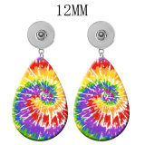 10 styles Dragonfly Colorful pattern  Acrylic Painted Water Drop earrings fit 12MM Snaps button jewelry wholesale