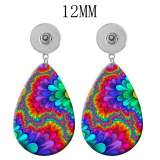 10 styles Flower Pretty pattern  Acrylic Painted Water Drop earrings fit 12MM Snaps button jewelry wholesale