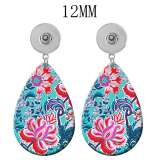 10 styles Pretty Flower  Acrylic Painted Water Drop earrings fit 12MM Snaps button jewelry wholesale