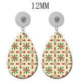 10 styles Christmas Deer snowflake  Acrylic Painted Water Drop earrings fit 12MM Snaps button jewelry wholesale