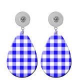 10 styles Checkered pattern  Acrylic Painted Water Drop earrings fit 20MM Snaps button jewelry wholesale