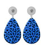 10 styles dairy cattle Leopard Pattern  Acrylic Painted Water Drop earrings fit 20MM Snaps button jewelry wholesale