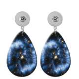 10 styles Colorful starry sky pattern  Acrylic Painted Water Drop earrings fit 20MM Snaps button jewelry wholesale