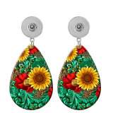 10 styles Butterfly Flower  sunflower  Acrylic Painted Water Drop earrings fit 20MM Snaps button jewelry wholesale