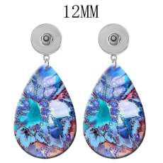 10 styles Pretty pattern  Acrylic Painted Water Drop earrings fit 12MM Snaps button jewelry wholesale