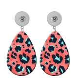 10 styles color Leopard Pattern  Acrylic Painted Water Drop earrings fit 20MM Snaps button jewelry wholesale