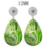 10 styles Colorful pattern   Acrylic Painted Water Drop earrings fit 12MM Snaps button jewelry wholesale