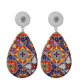 10 styles Bohemia pattern  Acrylic Painted Water Drop earrings fit 20MM Snaps button jewelry wholesale