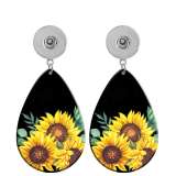 10 styles Pretty Flower pattern Acrylic Painted Water Drop earrings fit 20MM Snaps button jewelry wholesale