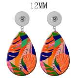 10 styles Colored leaves pattern  Acrylic Painted Water Drop earrings fit 12MM Snaps button jewelry wholesale