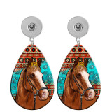 10 styles Dog Horse pattern Acrylic Painted Water Drop earrings fit 20MM Snaps button jewelry wholesale