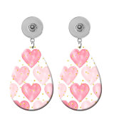 10 styles Pink love  pattern  Acrylic Painted Water Drop earrings fit 20MM Snaps button jewelry wholesale