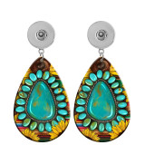 10 styles Turquoise pattern west cowboy style  Acrylic Painted Water Drop earrings fit 20MM Snaps button jewelry wholesale