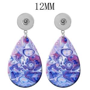 10 styles Purple pattern  Acrylic Painted Water Drop earrings fit 12MM Snaps button jewelry wholesale