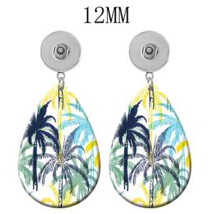 10 styles Pretty Flower  Acrylic Painted Water Drop earrings fit 12MM Snaps button jewelry wholesale