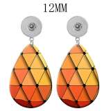 10 styles Colorful Pretty patter  Acrylic Painted Water Drop earrings fit 12MM Snaps button jewelry wholesale
