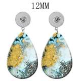 10 styles Pretty  Marble pattern  Acrylic Painted Water Drop earrings fit 12MM Snaps button jewelry wholesale