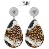 10 styles Leopard Pattern  Acrylic Painted Water Drop earrings fit 12MM Snaps button jewelry wholesale