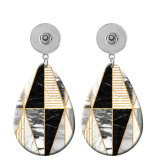 10 styles Geometric pattern  Acrylic Painted Water Drop earrings fit 20MM Snaps button jewelry wholesale