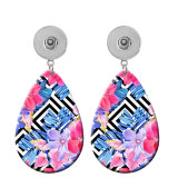 10 styles Colored leaves Flower  Acrylic Painted Water Drop earrings fit 20MM Snaps button jewelry wholesale