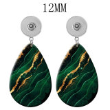 10 styles  Green pattern  Acrylic Painted Water Drop earrings fit 12MM Snaps button jewelry wholesale