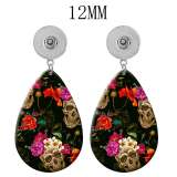 10 styles Halloween  skull  Acrylic Painted Water Drop earrings fit 12MM Snaps button jewelry wholesale