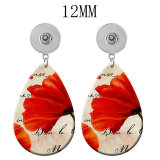 10 styles Pretty Flower  Acrylic Painted Water Drop earrings fit 12MM Snaps button jewelry wholesale