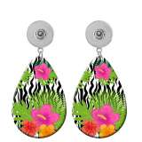10 styles Clover Flower  pumpkin  Acrylic Painted Water Drop earrings fit 20MM Snaps button jewelry wholesale