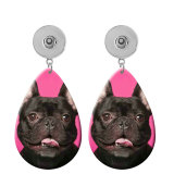 10 styles pet dog MOM pattern  Acrylic Painted Water Drop earrings fit 20MM Snaps button jewelry wholesale