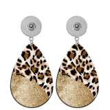 10 styles Flower  Leopard Pattern  Acrylic Painted Water Drop earrings fit 20MM Snaps button jewelry wholesale