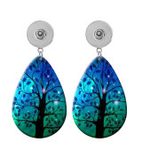 10 styles tree of life  Acrylic Painted Water Drop earrings fit 20MM Snaps button jewelry wholesale