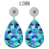 10 styles Pretty pattern  Acrylic Painted Water Drop earrings fit 12MM Snaps button jewelry wholesale