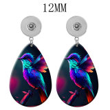 10 styles Butterfly Deer Elephant Owl pattern  Acrylic Painted Water Drop earrings fit 12MM Snaps button jewelry wholesale
