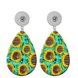 10 styles cactus Sunflower patterns  Acrylic Painted Water Drop earrings fit 20MM Snaps button jewelry wholesale