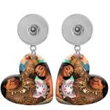 10 styles love resin princess  pattern  Painted Heart earrings fit 20MM Snaps button jewelry wholesale