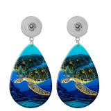 10 styles Seahorse Octopus turtle pattern  Acrylic Painted Water Drop earrings fit 20MM Snaps button jewelry wholesale