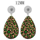 10 styles Leopard print  pattern  Acrylic Painted Water Drop earrings fit 12MM Snaps button jewelry wholesale