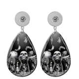 10 styles Halloween girl skull  Acrylic Painted Water Drop earrings fit 20MM Snaps button jewelry wholesale