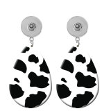 10 styles dairy cattle Leopard Pattern  Acrylic Painted Water Drop earrings fit 20MM Snaps button jewelry wholesale