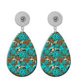 10 styles Turquoise leopard pattern  Acrylic Painted Water Drop earrings fit 20MM Snaps button jewelry wholesale